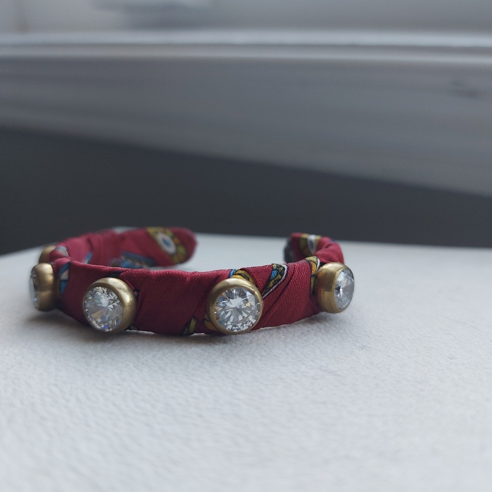 Anthropologie Red and Gold Gemstone Bracelet